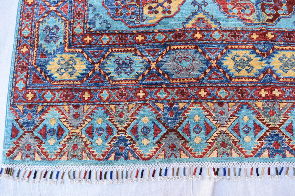 handmade vintage geometric 8.2 x 5.9 ft 100% wool, for living room, dinning room and office.