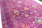 Handwoven Afghan Wool Carpet - Deep Red with Floral Patterns, 6.6x5.2 ft | Living Room Rug | Boho Home Decor | Office Rug