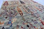 Handmade Afghan Wool Area Rug, Tree of Life Design – 4.10x3.3 ft, Traditional Oriental Carpet | Pictorial Rug | Wall Hanging Rug