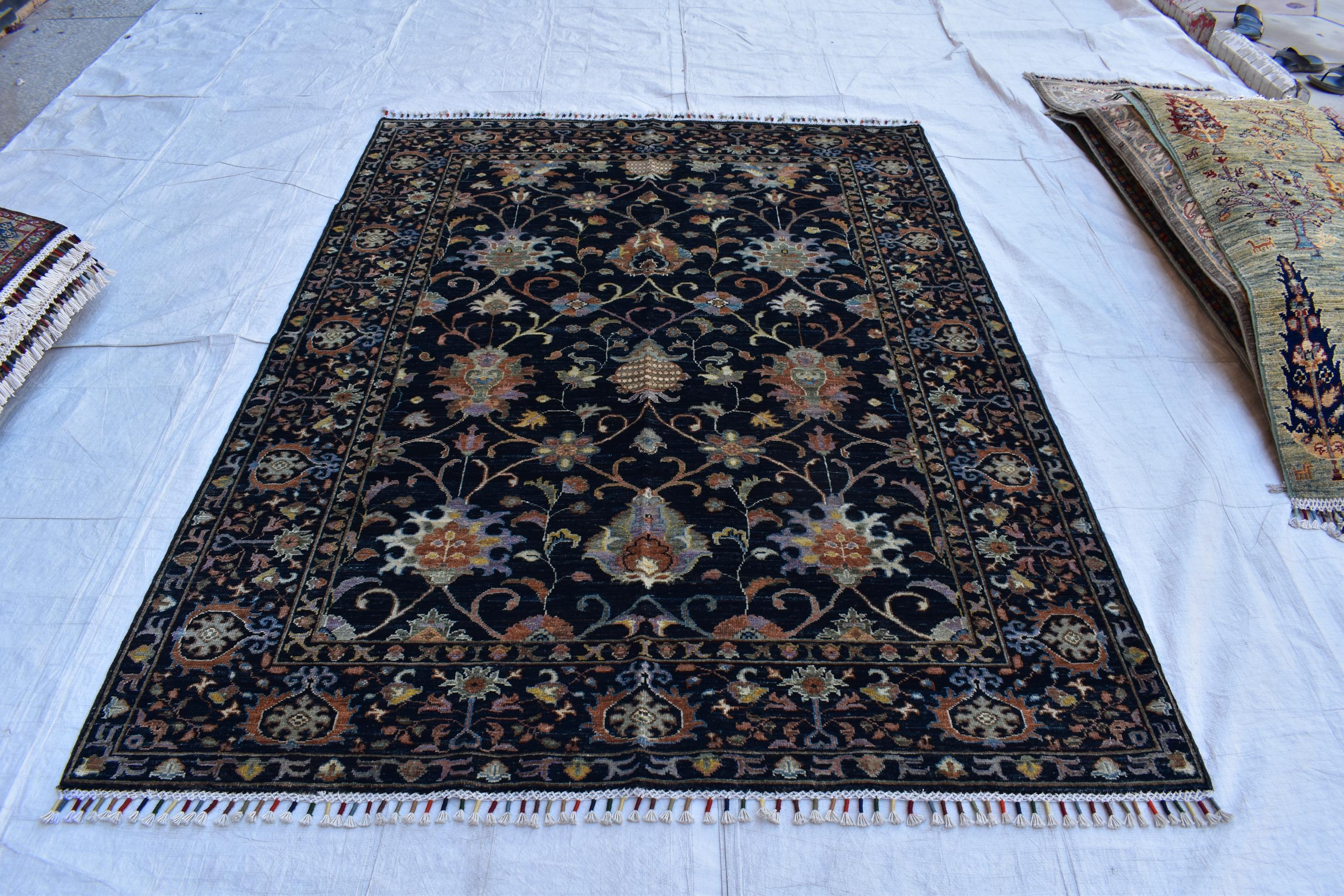 handmade luxurious Afghan carpet 6.8 x 4.11 Ft, Traditional oriental carpet | Living Room Rug, Office Rug | Farm House Rug