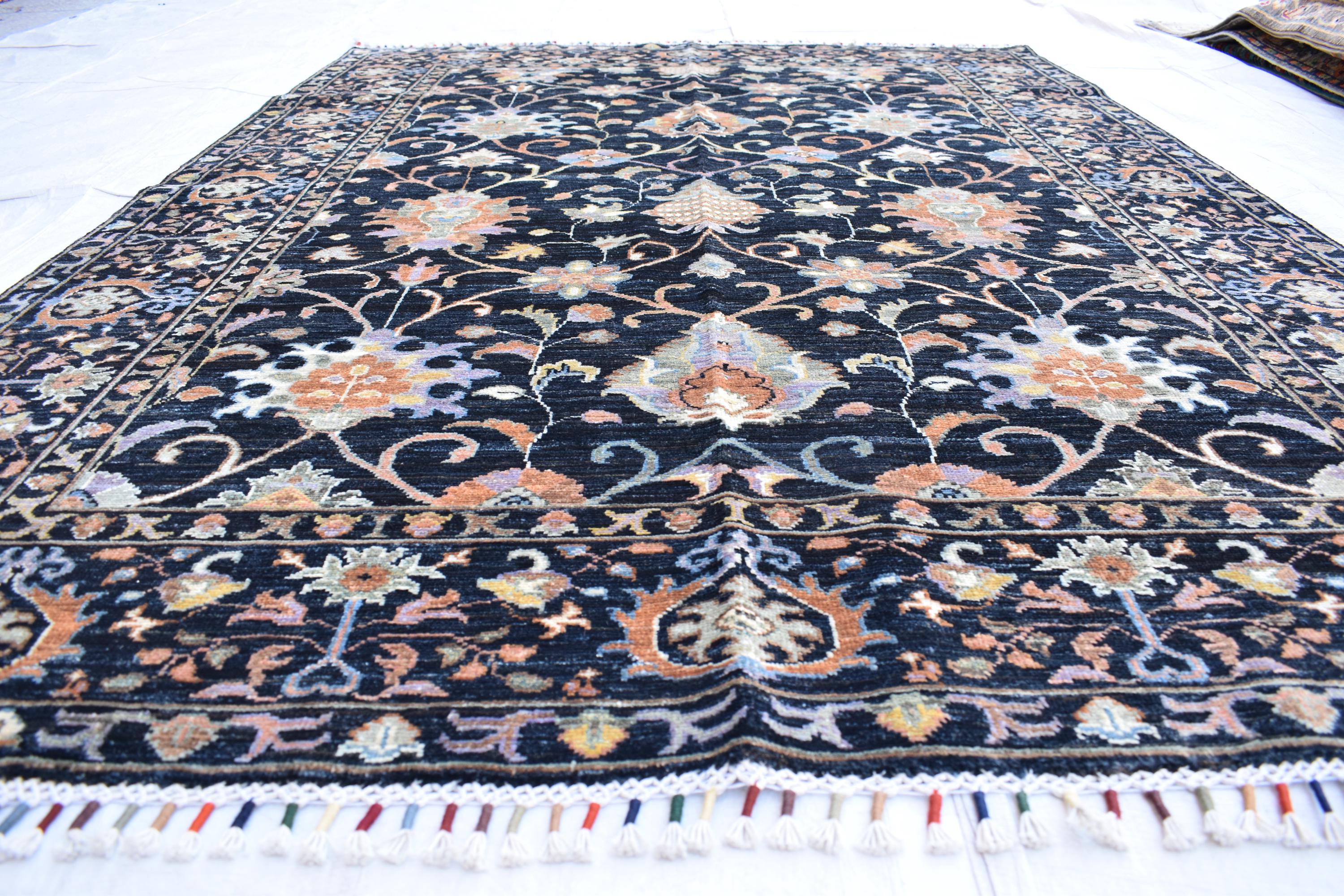 handmade luxurious Afghan carpet 6.8 x 4.11 Ft, Traditional oriental carpet | Living Room Rug, Office Rug | Farm House Rug