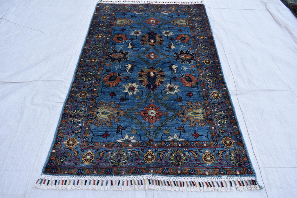 Afghan handmade tribal tradition chob rug, 4.7 x 2.7 ft | Living Room Rug | Small Area Rug | Boho Home Decor | Office Rug