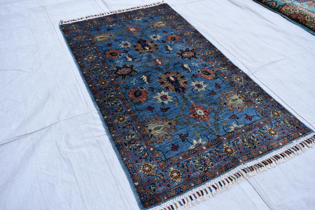Afghan handmade tribal tradition chob rug, 4.7 x 2.7 ft | Living Room Rug | Small Area Rug | Boho Home Decor | Office Rug