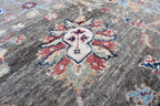 Handmade Afghan Wool Rug - 6.1 x 4.1 ft Traditional Geometric Design with Floral Motifs, Medium Area Rug | Office Rug | Living Room Rug