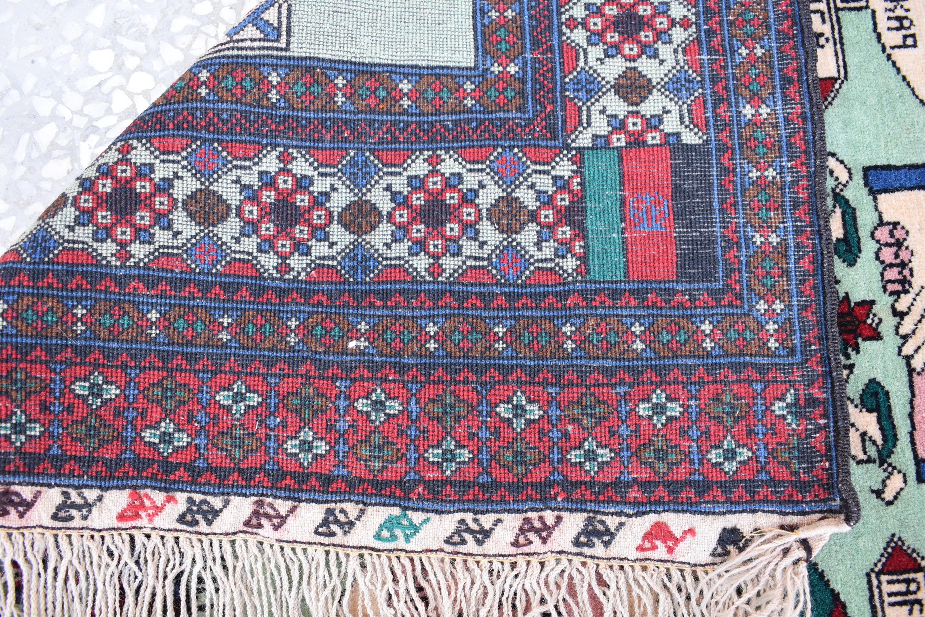 Afghan vintage 5.3×3.6 ft world map rug, oriental Balochi rug, office wall rug handmade wool area rug