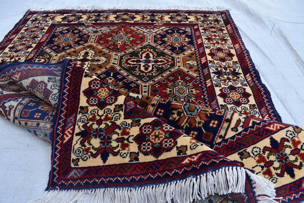 Kashi Maranus Afghan Handmade 5×3.2 ft, Luxurious Persian Style Wool rug, Authentic Oriental design, Rugs for Living Room, Bedroom Rug