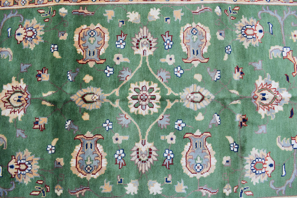 Handmade Chob Rang Manarus Carpet 4.11x3.4 ft Natural Dye Rug/ Geometric design/ Rug for Farmhouse Office
