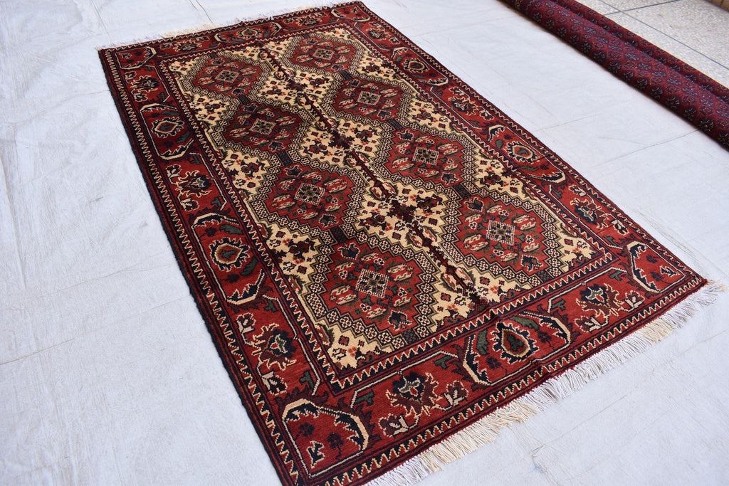 5.4x3.4 ft Handwoven Manarus Yousafi Carpet - Traditional Wool Rug, oriental area rug, Geometric rug