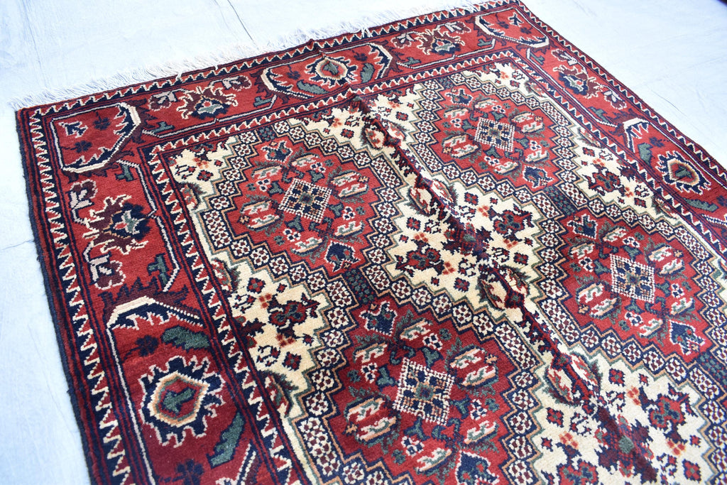 5.4x3.4 ft Handwoven Manarus Yousafi Carpet - Traditional Wool Rug, oriental area rug, Geometric rug