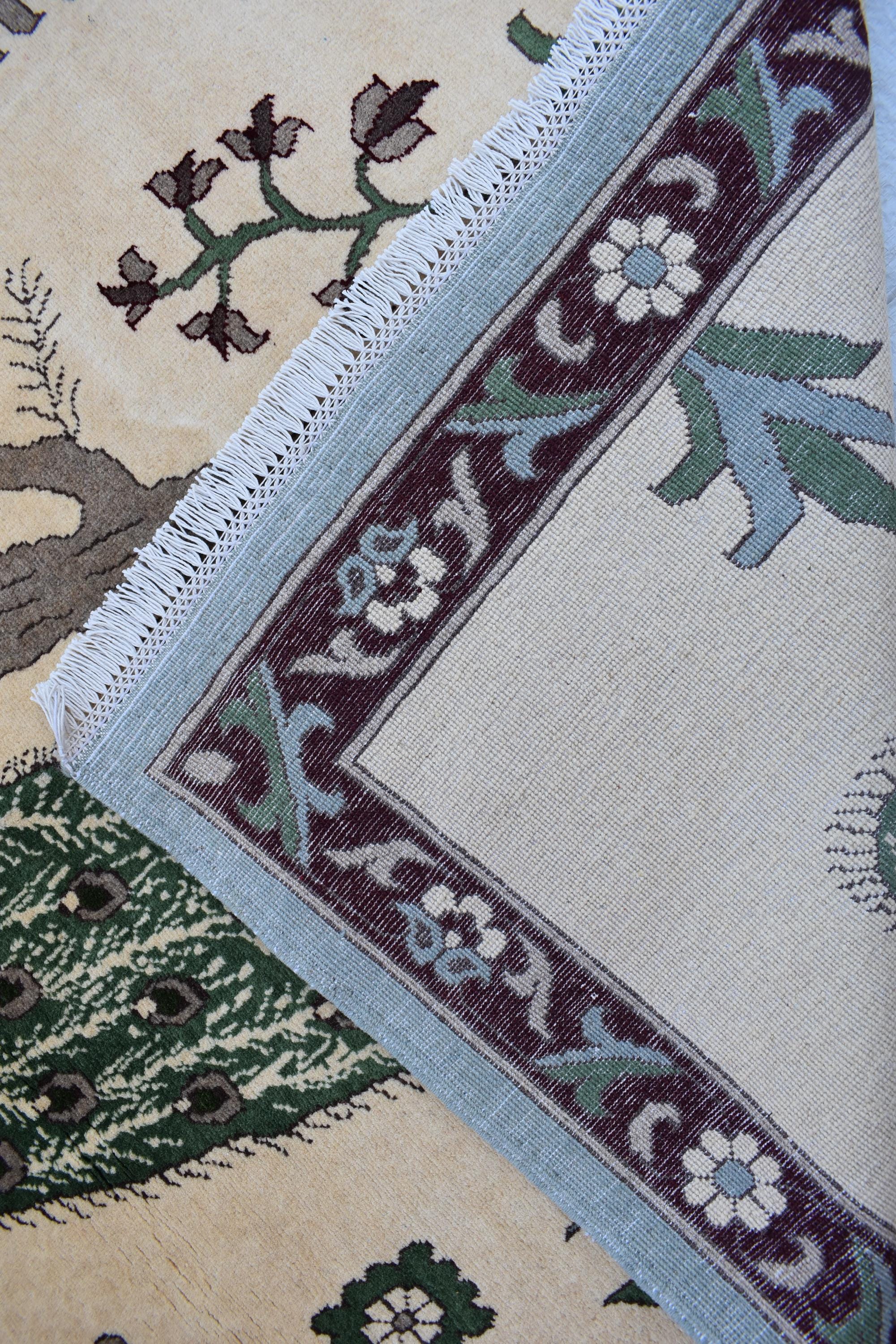 5.10×4 ft Majestic Peacock Carpet: A Symbol of Elegance and Beauty, vintage rug for office wall, living room decor