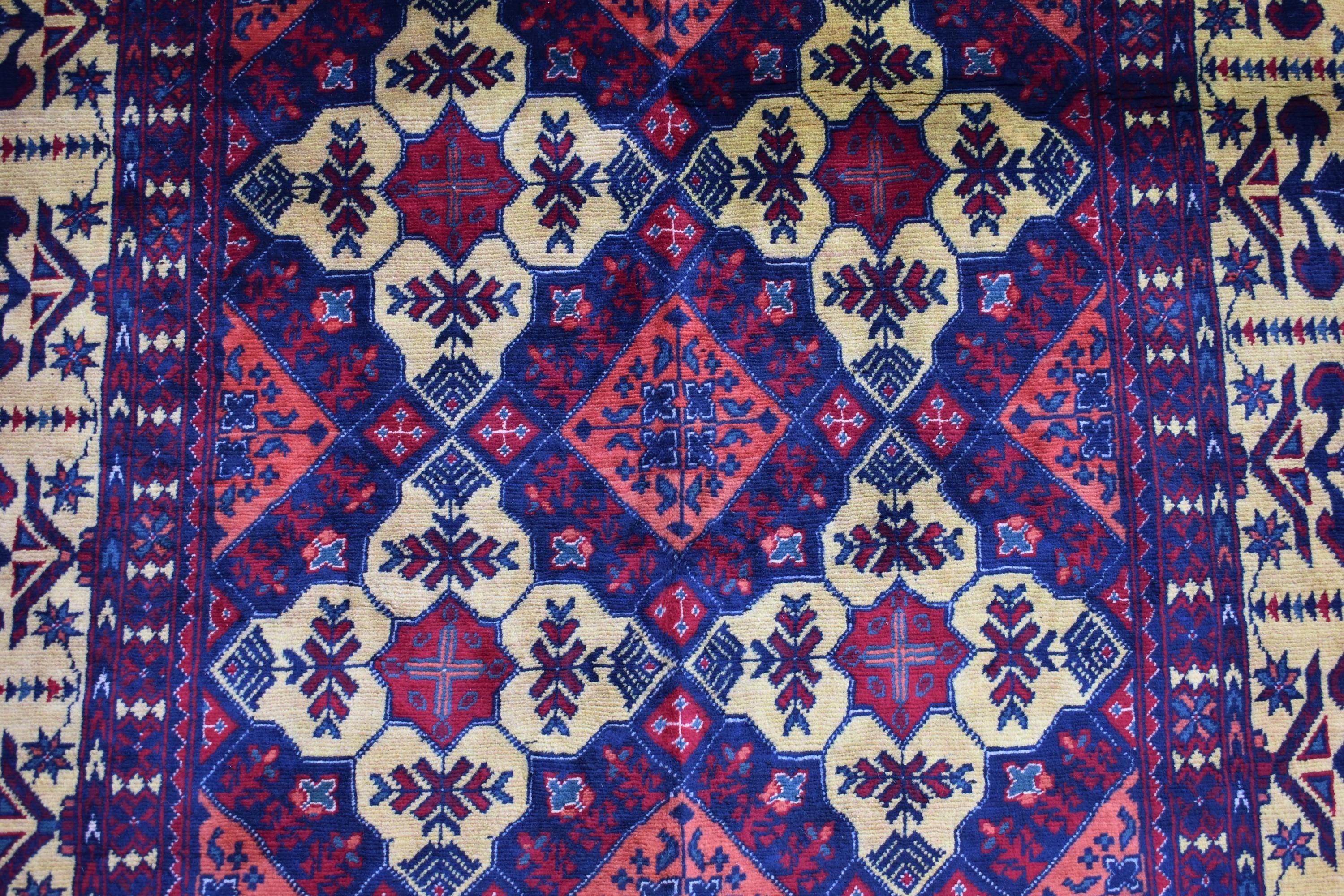 Authentic Yousafi Beljik Carpet 5x3.5 ft: Handwoven Afghan Masterpiece with Traditional Patterns, traditional carpet wool rug