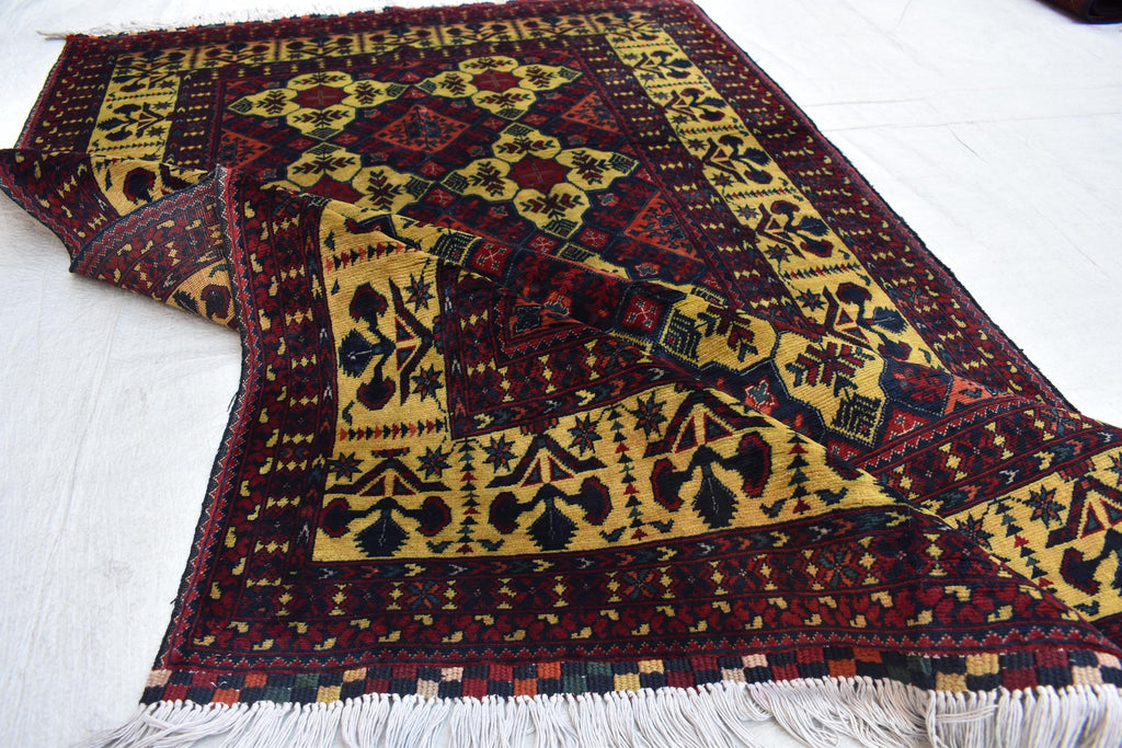 Authentic Yousafi Beljik Carpet 5x3.5 ft: Handwoven Afghan Masterpiece with Traditional Patterns, traditional carpet wool rug