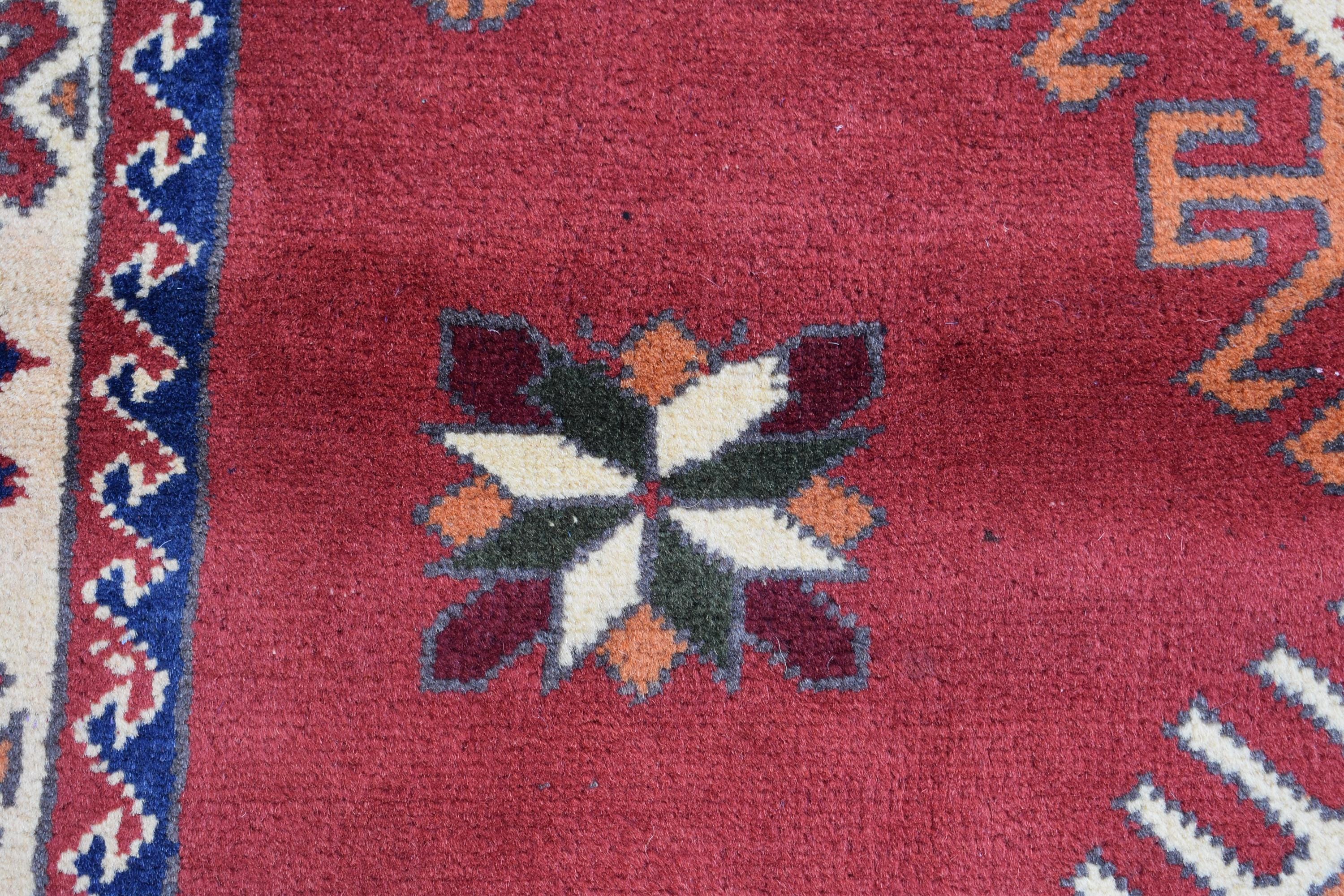 5x3.8 ft Handwoven Karqai vintage Carpet Authentic Afghan Rug with Geometric Pattern, Home decor Rug