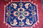 Vintage Karqai Carpet 4.10x3.10 ft: Handwoven Afghan Rug with Traditional Patterns – Authentic Wool Carpet, Collectible Rug