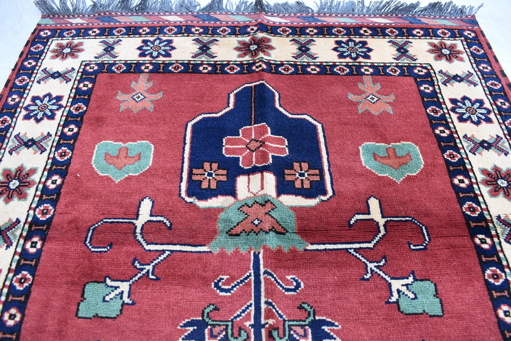 5.2x3.4 ft Vintage Karqai Carpet Handwoven Afghan Rug with Authentic Tribal Patterns – Wool Carpet