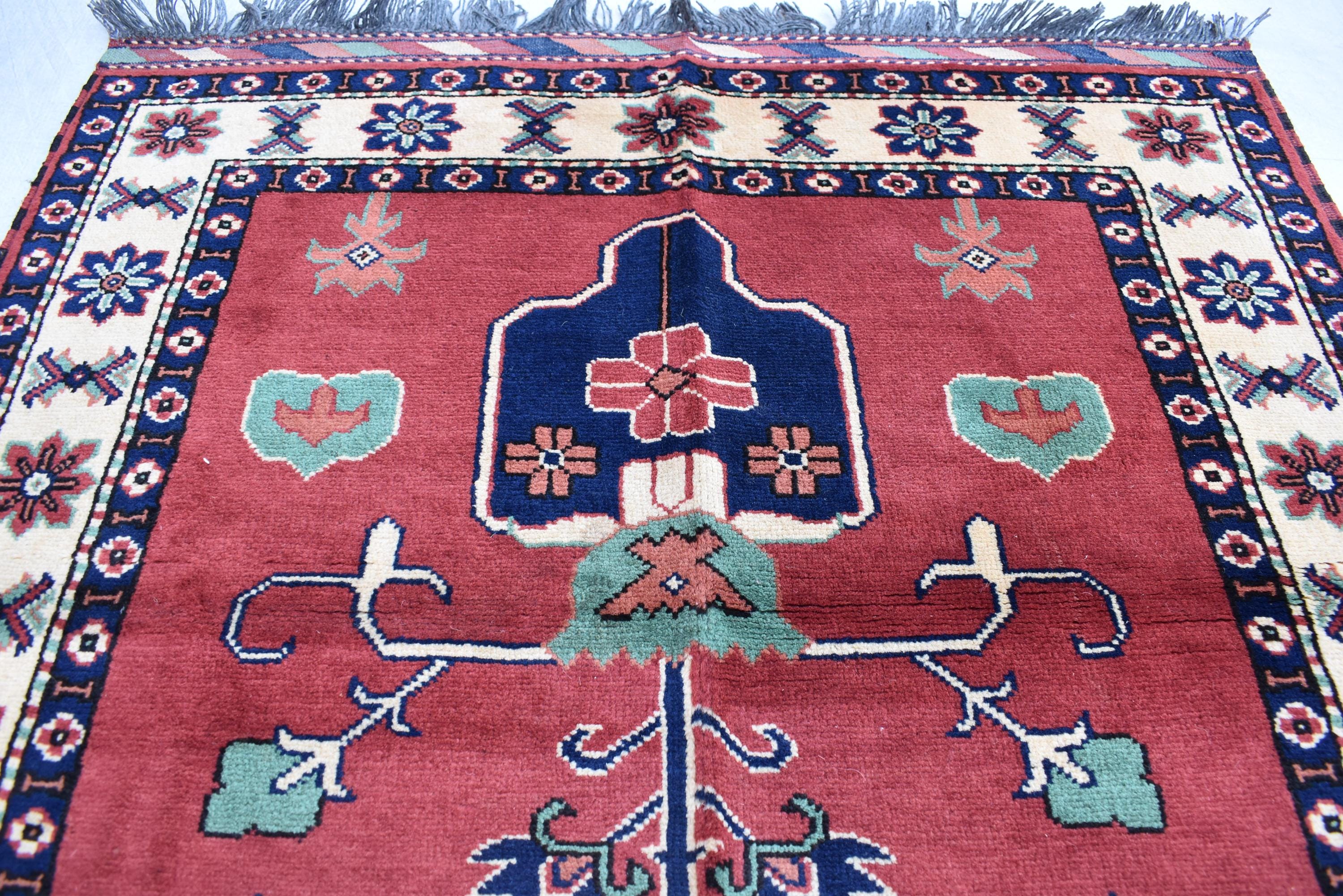 5.2x3.4 ft Vintage Karqai Carpet Handwoven Afghan Rug with Authentic Tribal Patterns – Wool Carpet