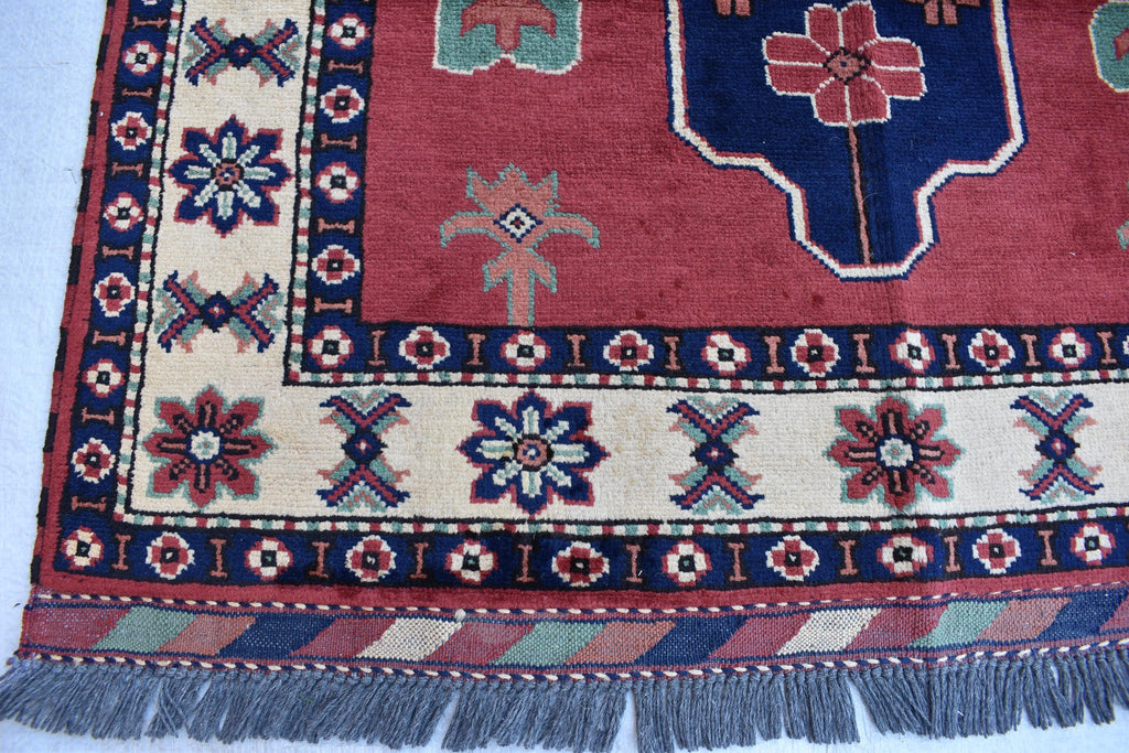 5.2x3.4 ft Vintage Karqai Carpet Handwoven Afghan Rug with Authentic Tribal Patterns – Wool Carpet