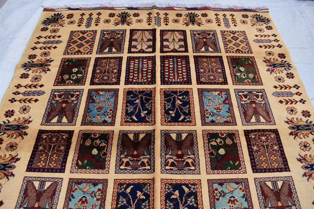 Mirror Carpet 6.7x4.11 ft Handwoven Maranus Chob Rug, Authentic Afghan Wool Rug with Intricate Geometric Patterns, Rugs for Living Room