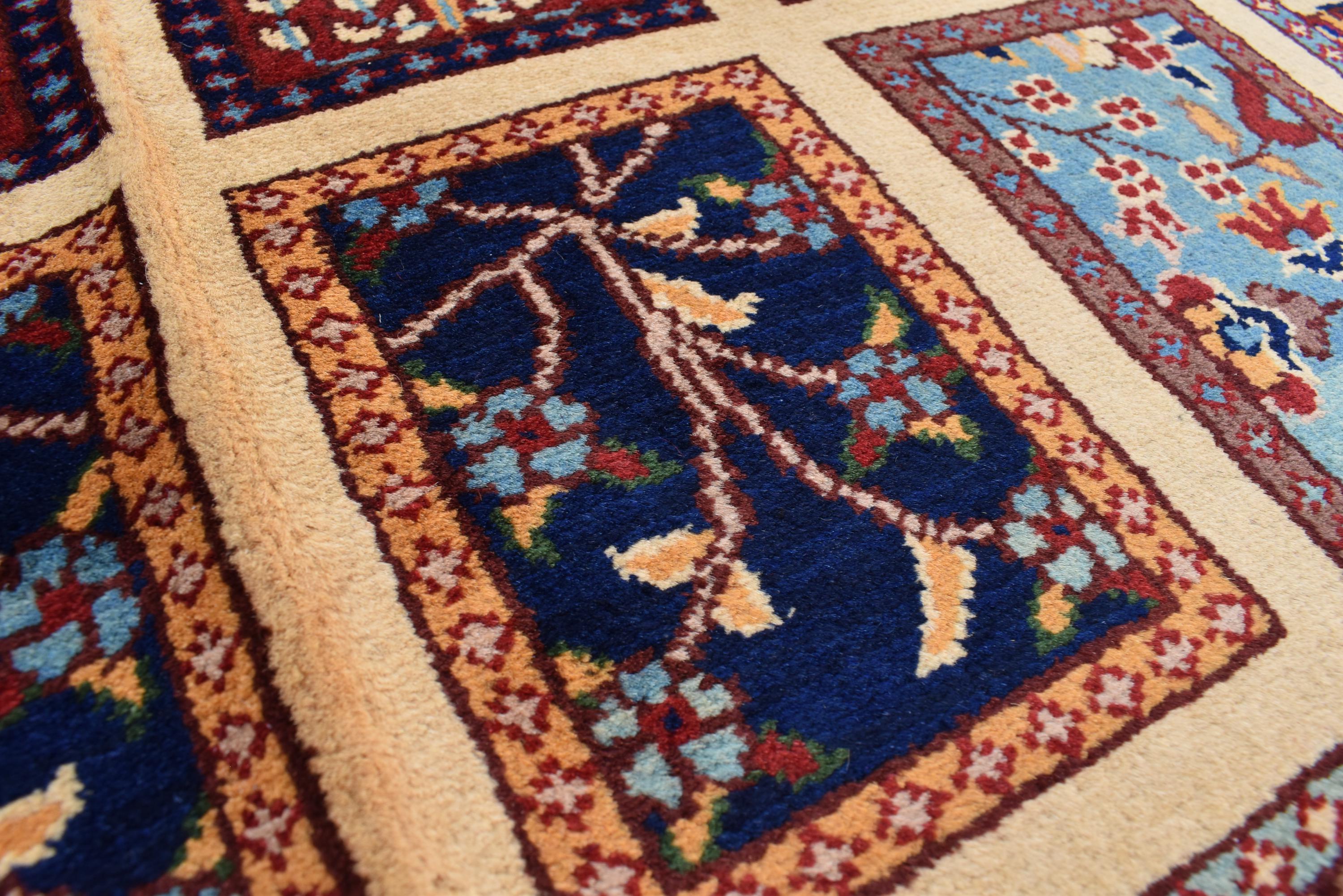 Mirror Carpet 6.7x4.11 ft Handwoven Maranus Chob Rug, Authentic Afghan Wool Rug with Intricate Geometric Patterns, Rugs for Living Room