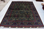 Authentic Bukhara Rug Handwoven 6.9x5 ft Traditional Afghan Carpet Rich Colors, Durable Wool, Perfect for Living Room or dinning room