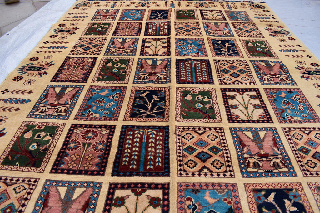 Handmade Afghan Chob Rang Mirror Carpet - 6.11x4.11 ft | Vintage Wool Area Rug | Unique Tribal Design | Persian Style Deco