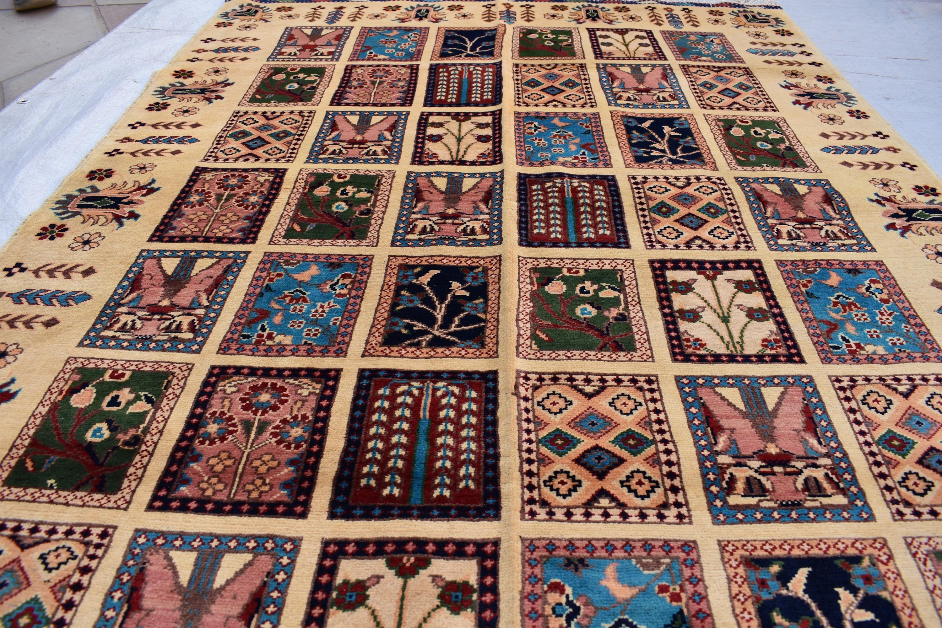 Handmade Afghan Chob Rang Mirror Carpet - 6.11x4.11 ft | Vintage Wool Area Rug | Unique Tribal Design | Persian Style Deco