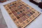 Handmade Afghan Chob Rang Mirror Carpet - 6.11x4.11 ft | Vintage Wool Area Rug | Unique Tribal Design | Persian Style Deco