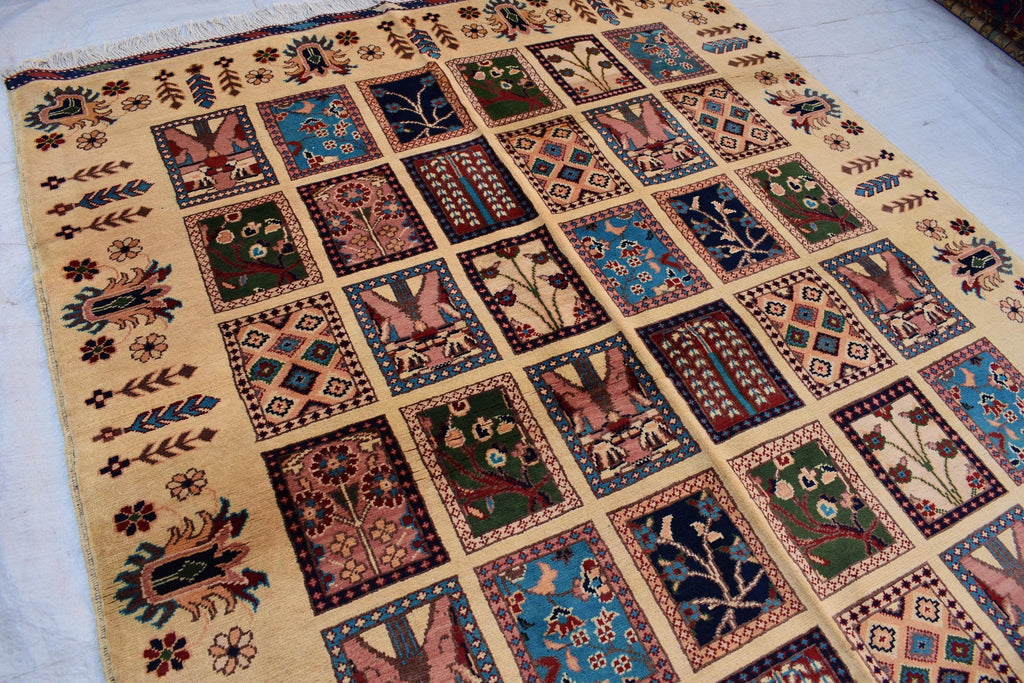 Handmade Afghan Chob Rang Mirror Carpet - 6.11x4.11 ft | Vintage Wool Area Rug | Unique Tribal Design | Persian Style Deco