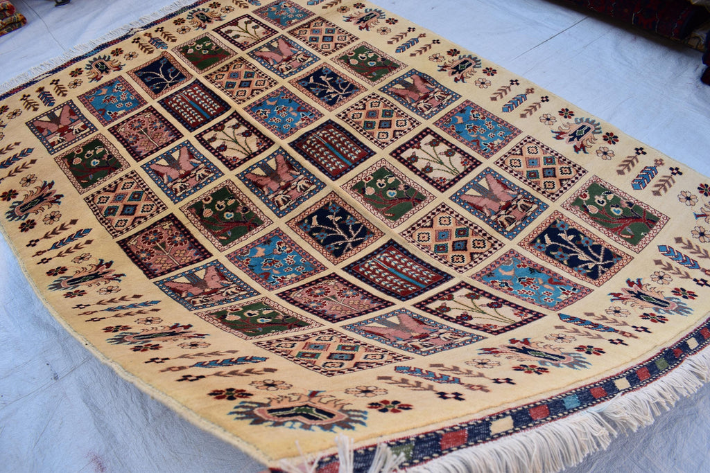 Handmade Afghan Chob Rang Mirror Carpet - 6.11x4.11 ft | Vintage Wool Area Rug | Unique Tribal Design | Persian Style Deco