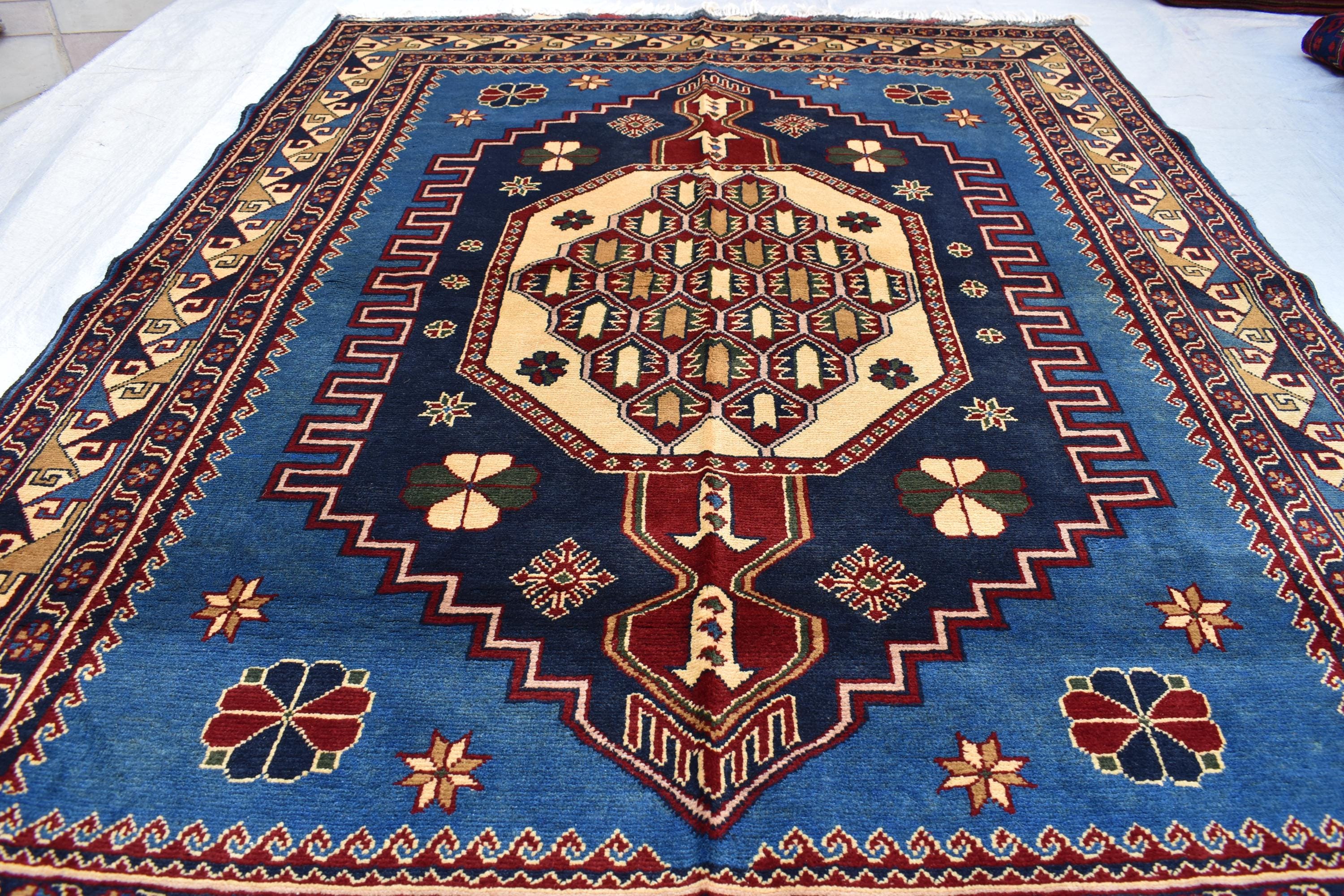 Handmade Maranus Carpet 6.7x4.9 ft - Authentic Afghan Wool Rug, Unique Traditional Design for living room or dining room