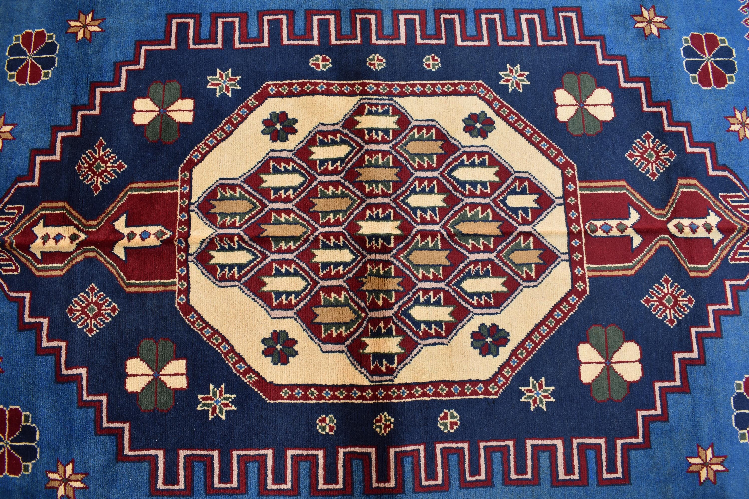 Handmade Maranus Carpet 6.7x4.9 ft - Authentic Afghan Wool Rug, Unique Traditional Design for living room or dining room