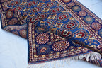 Afghan Handmade Carpet 6.5x4.9 ft – Rich Blue and Red Tribal Design Wool Rugs for Dining room, Living room, Office and Farmhouse Rug