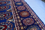 Afghan Handmade Carpet 6.5x4.9 ft – Rich Blue and Red Tribal Design Wool Rugs for Dining room, Living room, Office and Farmhouse Rug