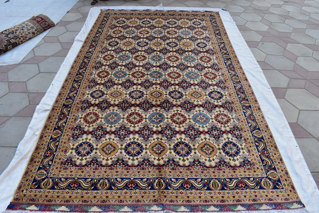 17x10 Handmade Chob Rang Carpet Authentic Afghan Wool Rug | Large Vintage Area Carpet for living room and dinning room 17.3x9.5 ft