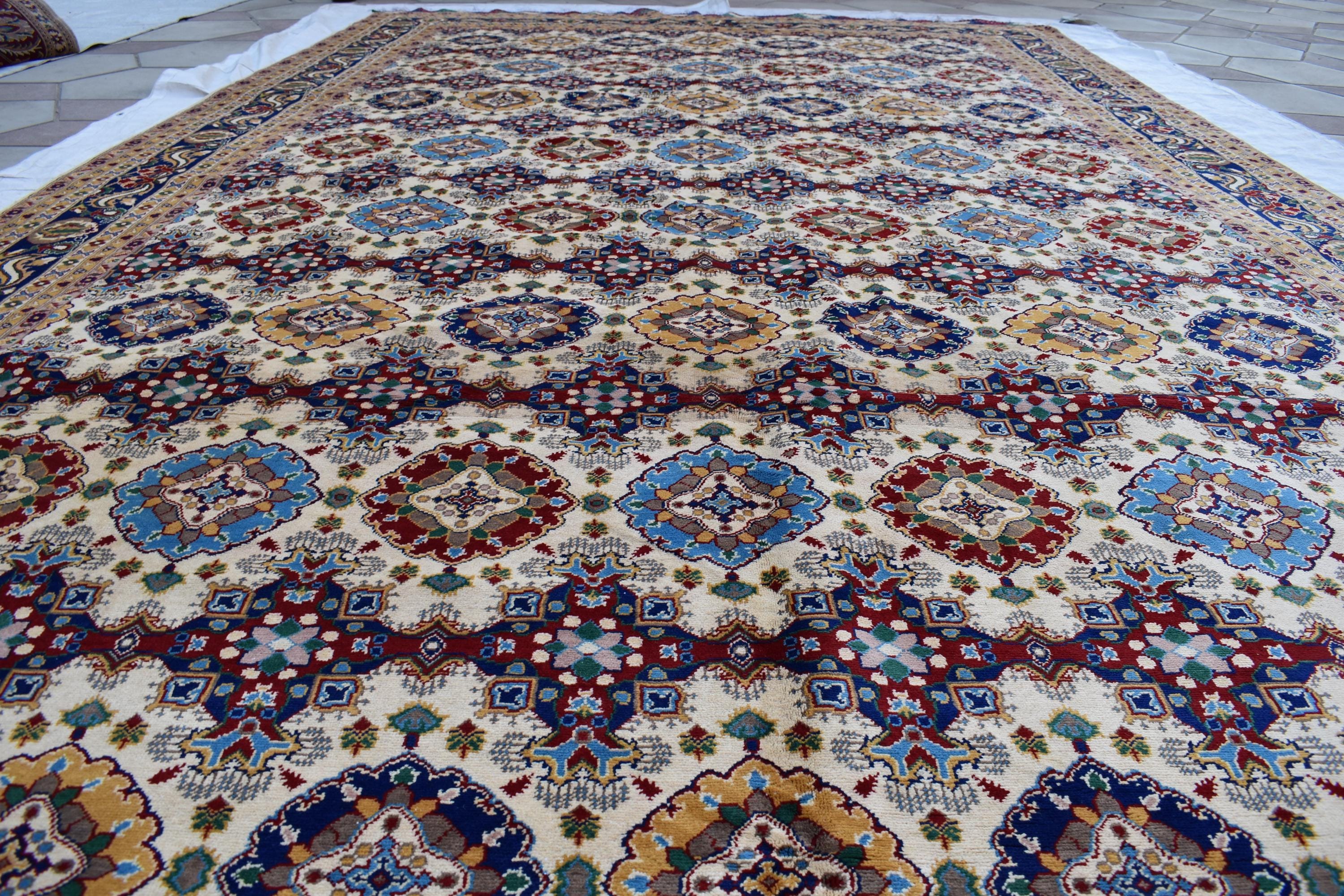 17x10 Handmade Chob Rang Carpet Authentic Afghan Wool Rug | Large Vintage Area Carpet for living room and dinning room 17.3x9.5 ft