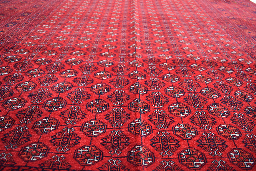Vintage Afghan Shirin Takab Wool Rug 20 years old - Traditional Red Geometric Carpet - 9.9x6.6 ft - Bedroom Rug, Living Room Carpet