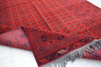Vintage Afghan Shirin Takab Wool Rug 20 years old - Traditional Red Geometric Carpet - 9.9x6.6 ft - Bedroom Rug, Living Room Carpet