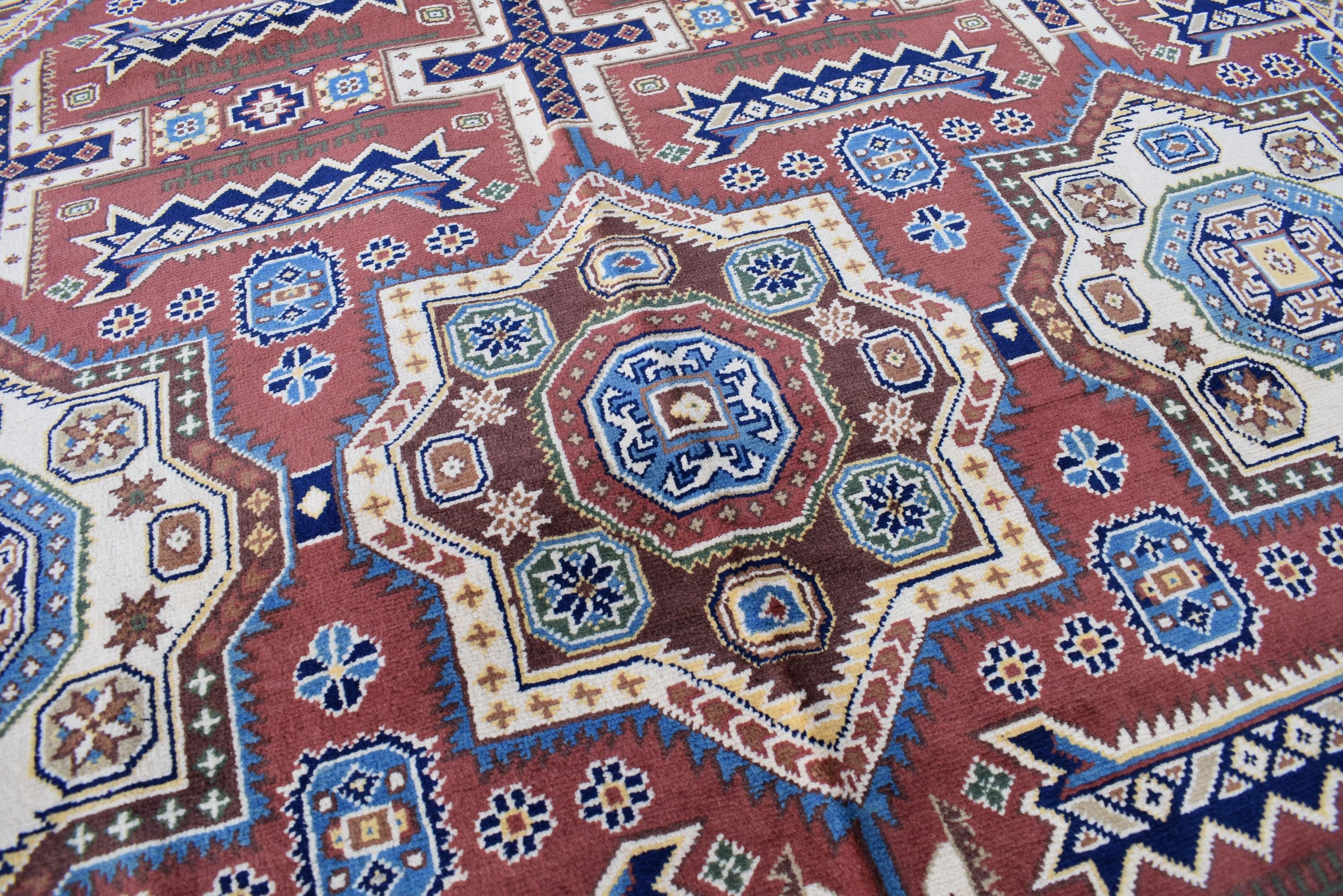 Handmade Chob Rang Carpet - 9.11x6.7 ft | Authentic Afghan Wool Rug | Large Vintage Area Carpet, Living Room Rug, Bedroom Carpet