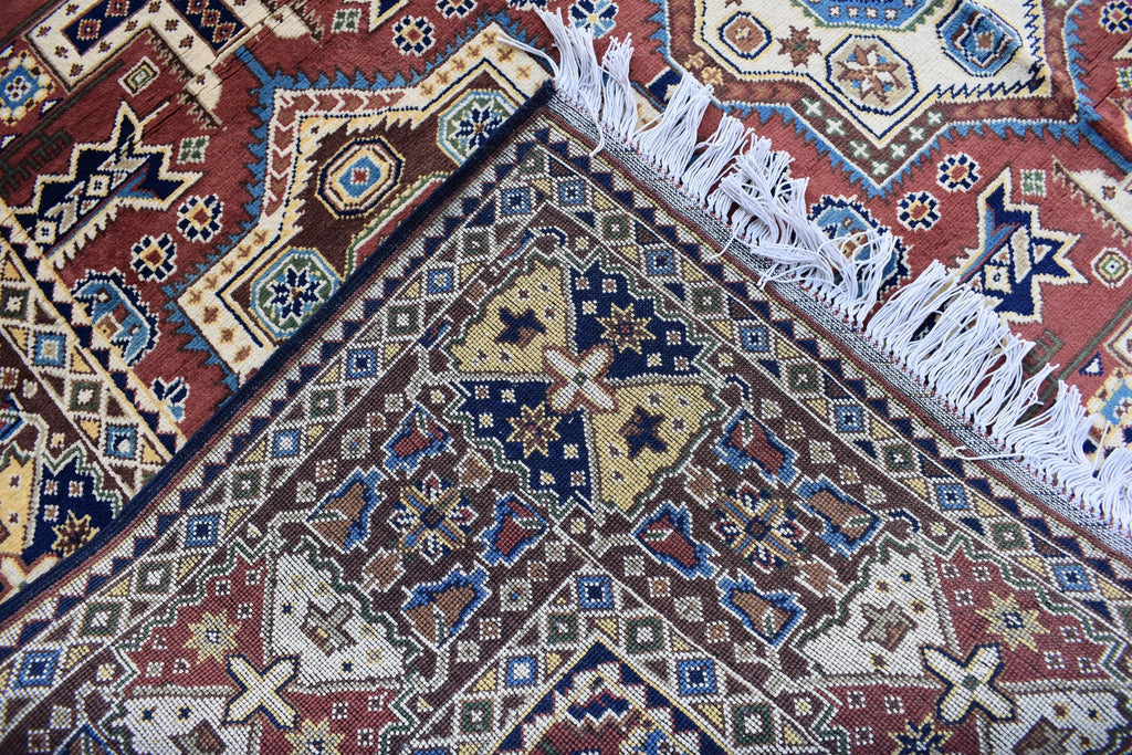 Handmade Chob Rang Carpet - 9.11x6.7 ft | Authentic Afghan Wool Rug | Large Vintage Area Carpet, Living Room Rug, Bedroom Carpet