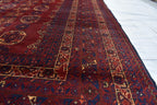 Waziri Vintage Handmade Afghan Carpet 9.11 x 6.9 ft – Natural Wool Rug with Traditional Patterns, Living room Rug, Bedroom Rug
