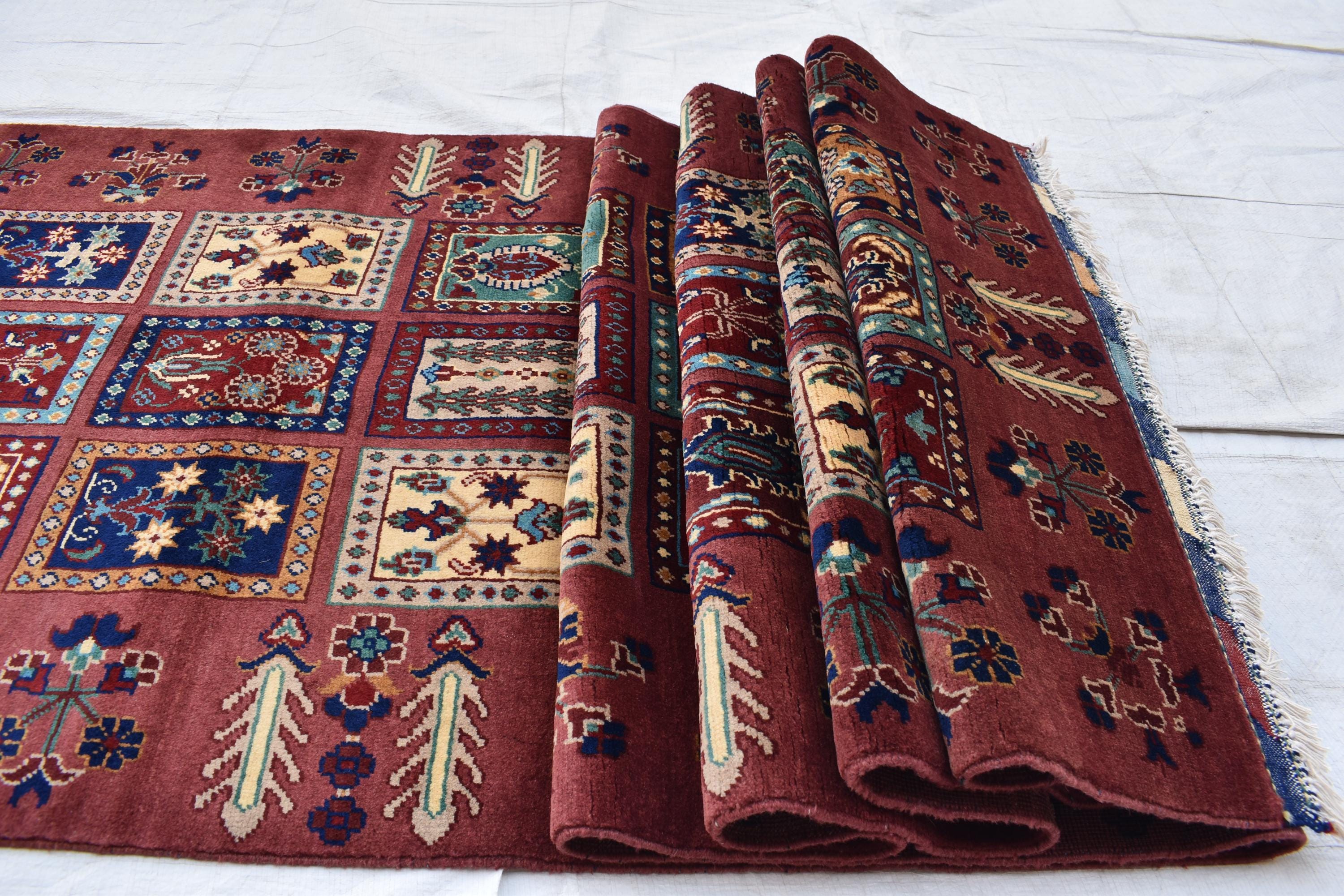 Handmade Maranus Runner Rug - 13x3 ft | Elegant Afghan Carpet for Hallways, Entryways, Narrow Rug, Handmade Runner