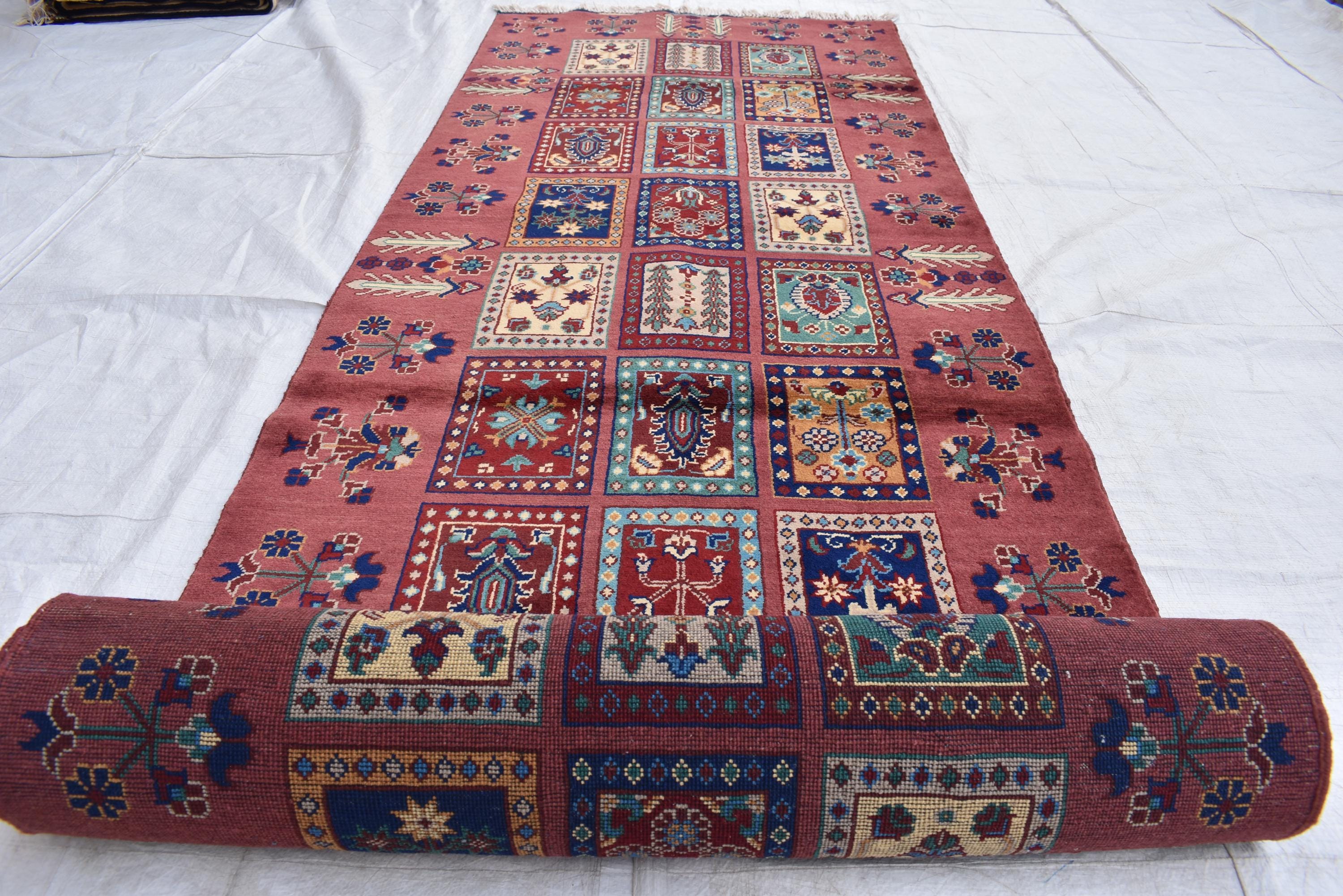 Handmade Maranus Runner Rug - 13x3 ft | Elegant Afghan Carpet for Hallways, Entryways, Narrow Rug, Handmade Runner