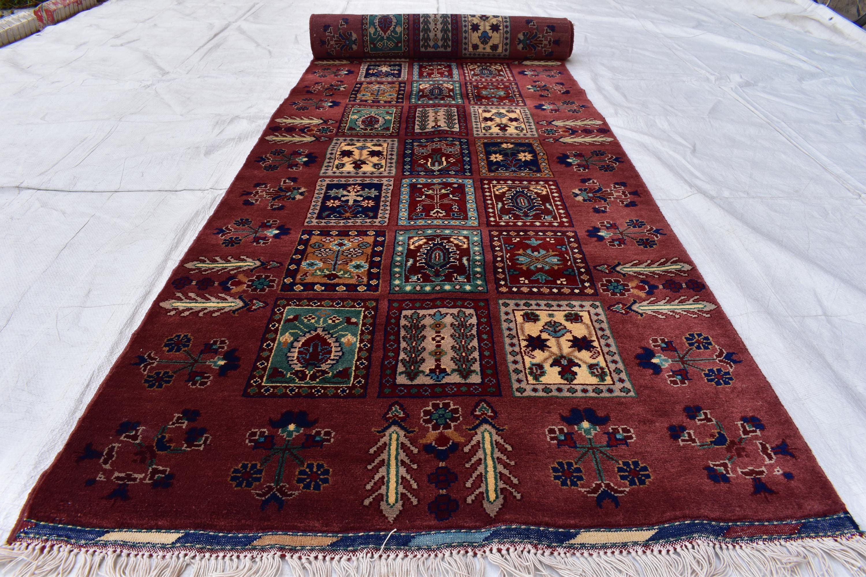 Handmade Maranus Runner Rug - 13x3 ft | Elegant Afghan Carpet for Hallways, Entryways, Narrow Rug, Handmade Runner