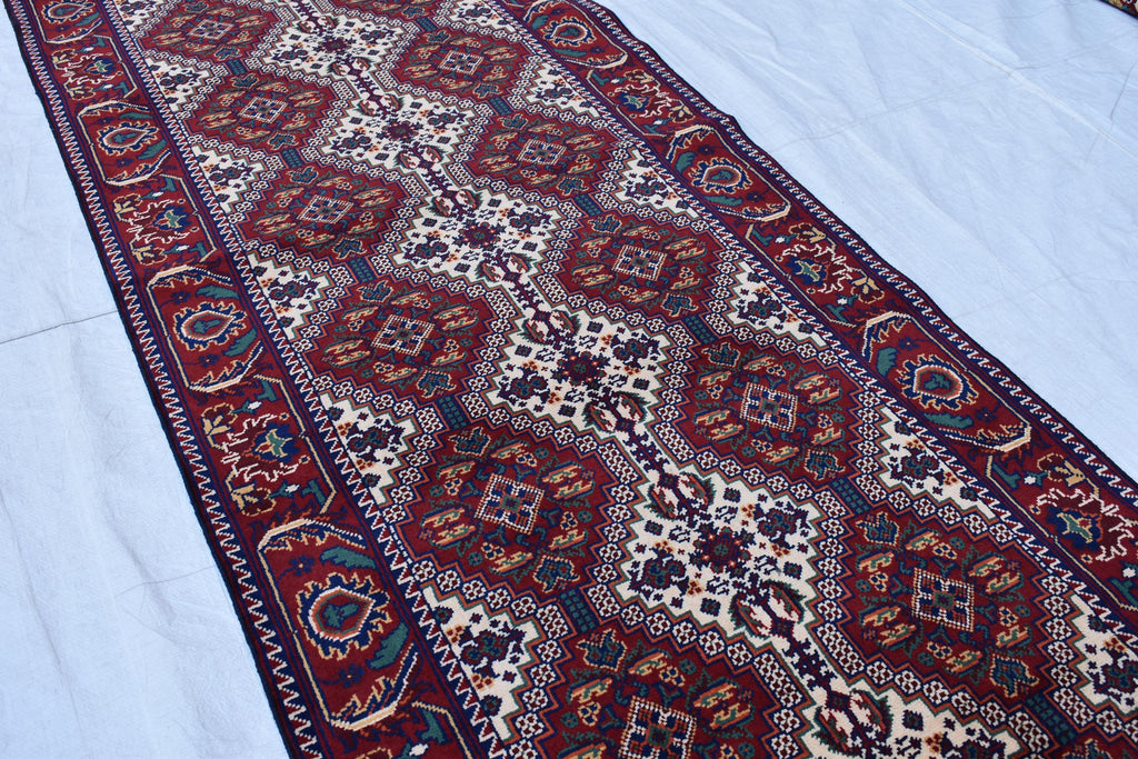 Handwoven Afghan Runner Rug - 18.2x3.1 ft | Authentic Afghan Carpet for Hallway Rug, Entryway Rug, Rustic Hallway Rug