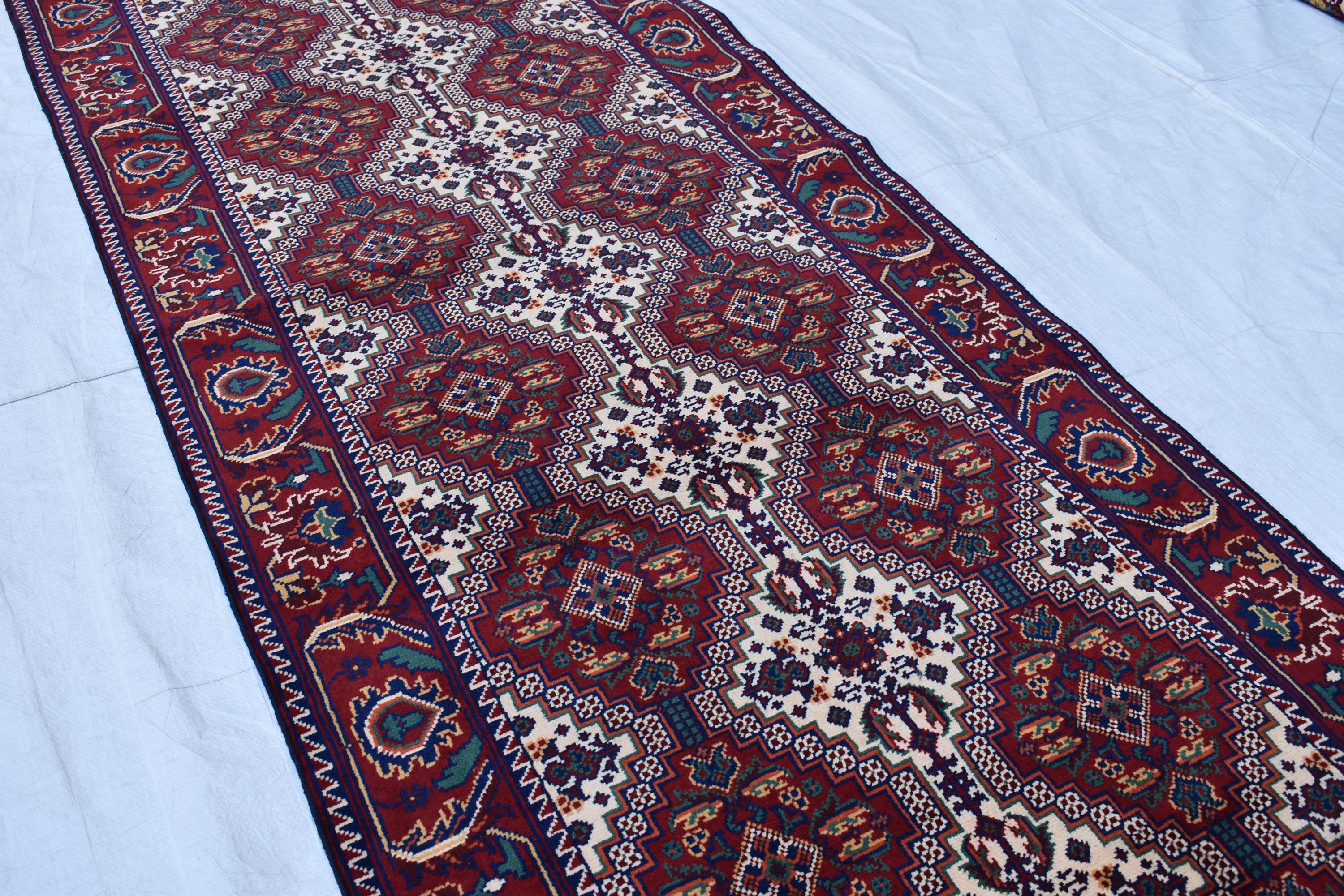 Handwoven Afghan Runner Rug - 18.2x3.1 ft | Authentic Afghan Carpet for Hallway Rug, Entryway Rug, Rustic Hallway Rug