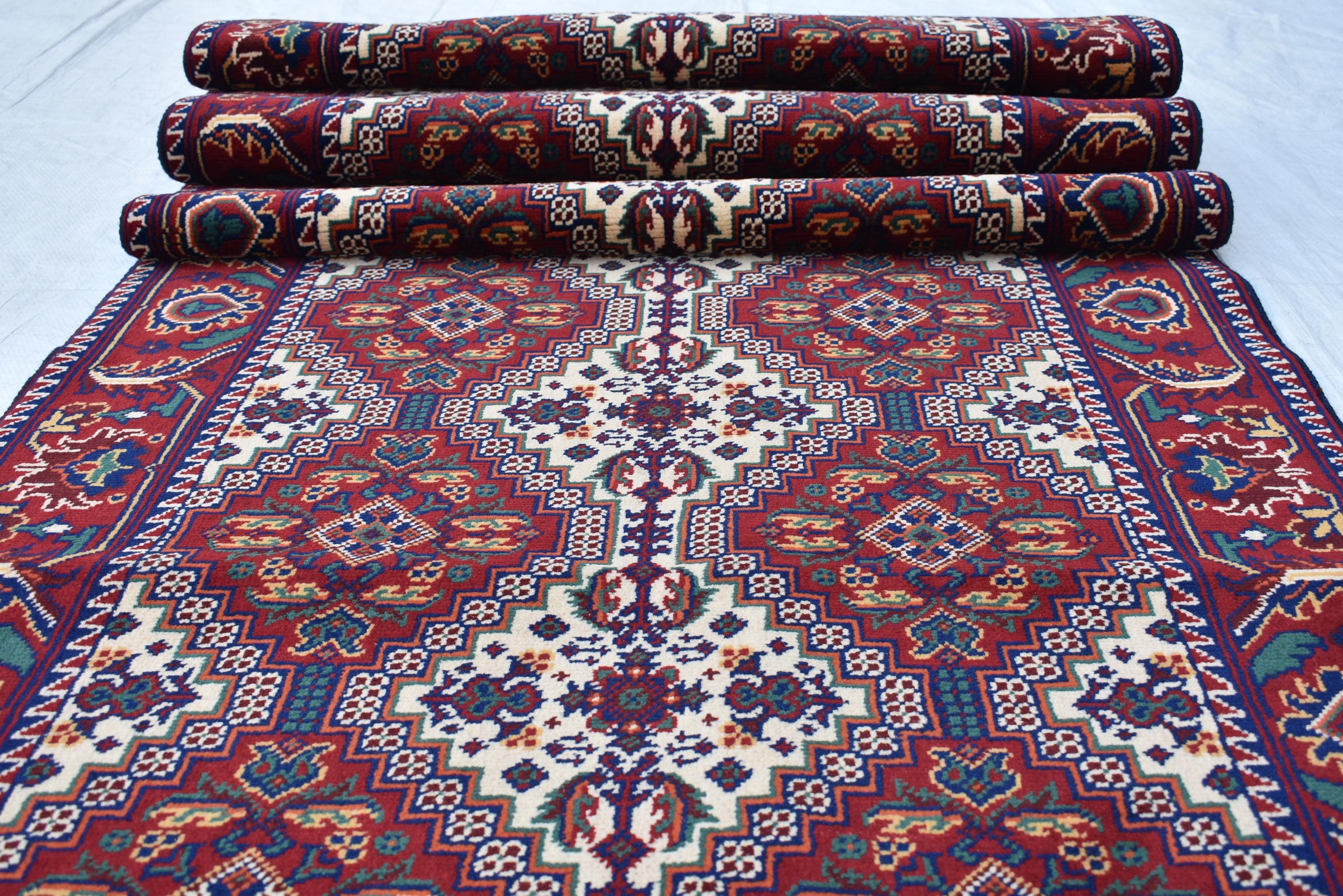 Handwoven Afghan Runner Rug - 18.2x3.1 ft | Authentic Afghan Carpet for Hallway Rug, Entryway Rug, Rustic Hallway Rug