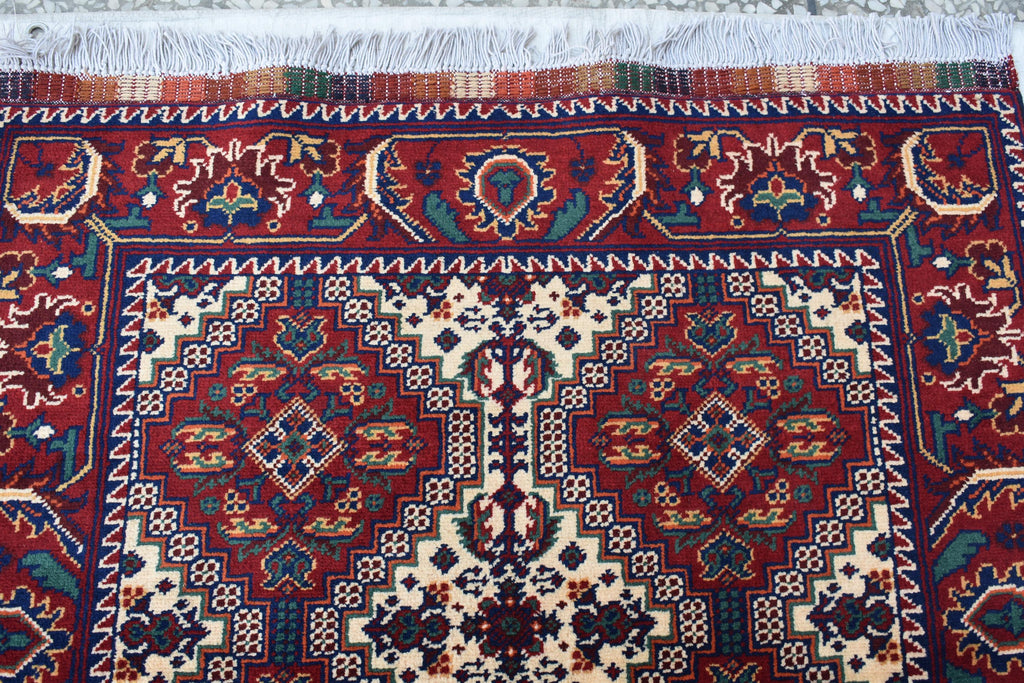 Handwoven Afghan Runner Rug - 18.2x3.1 ft | Authentic Afghan Carpet for Hallway Rug, Entryway Rug, Rustic Hallway Rug