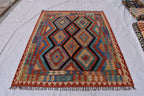 Beautiful Tribal Vintage Gilam - 6.9x5.2 ft | Handwoven Afghan Kilim Rug for Classic Decor