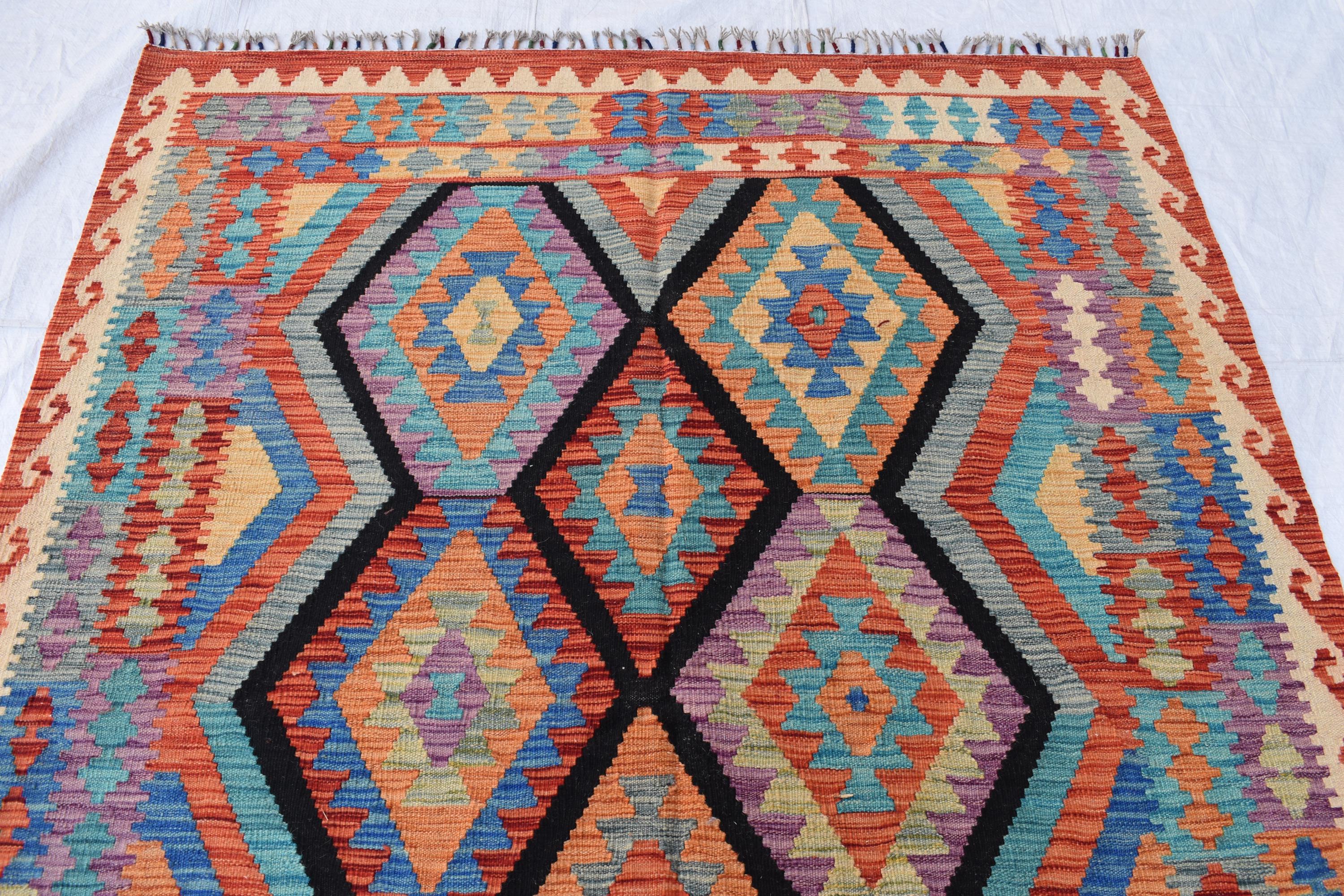 Beautiful Tribal Vintage Gilam - 6.9x5.2 ft | Handwoven Afghan Kilim Rug for Classic Decor