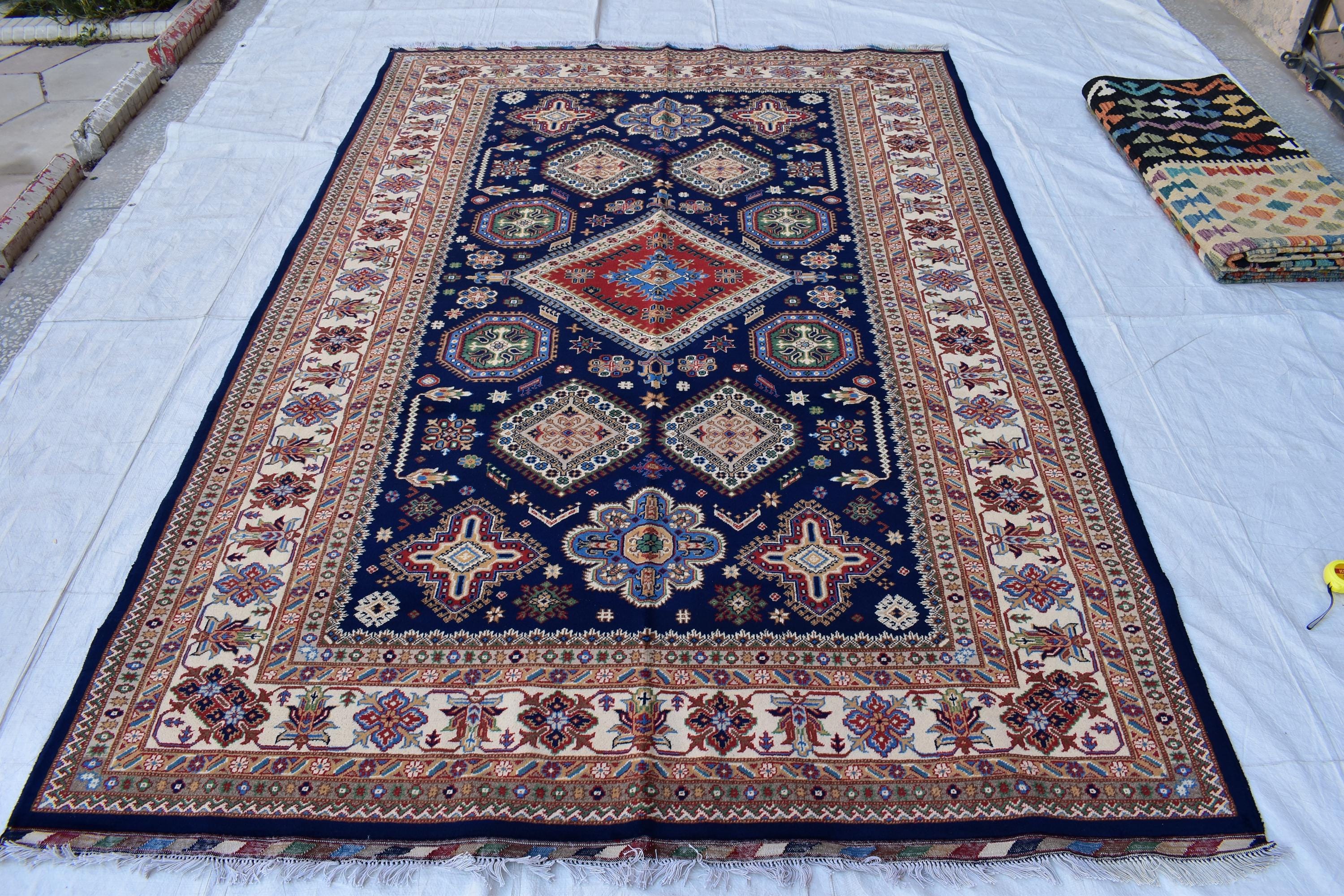 Handmade Kashi Maranus Carpet - 9.10x6.7 ft | Authentic Afghan Rug with Traditional Patterns